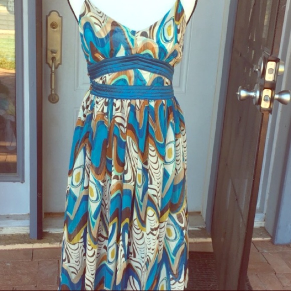 Printed maxi dress quilted satiny detailed bodice